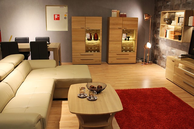 Salon propre et rangé.